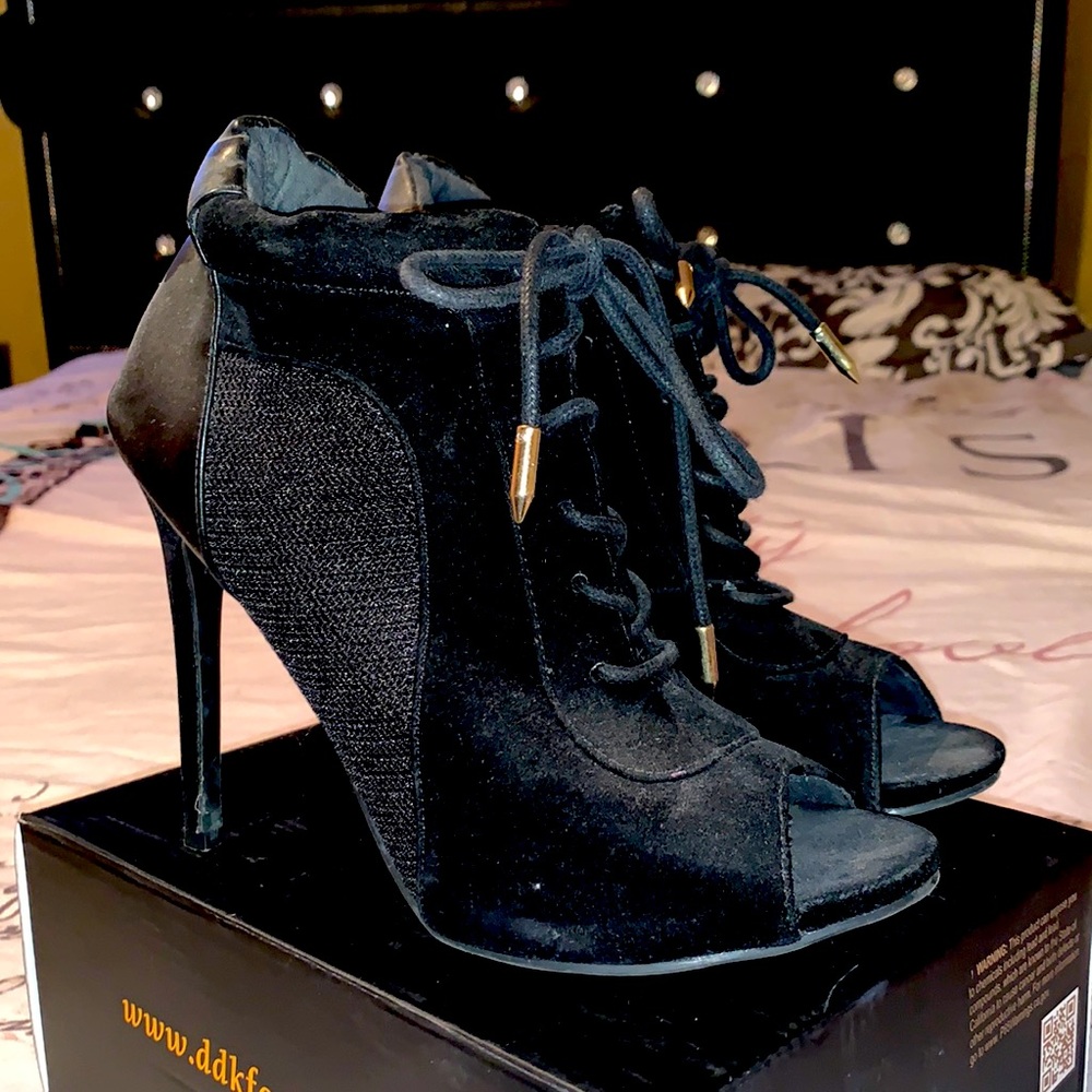 High heel open toe boots!